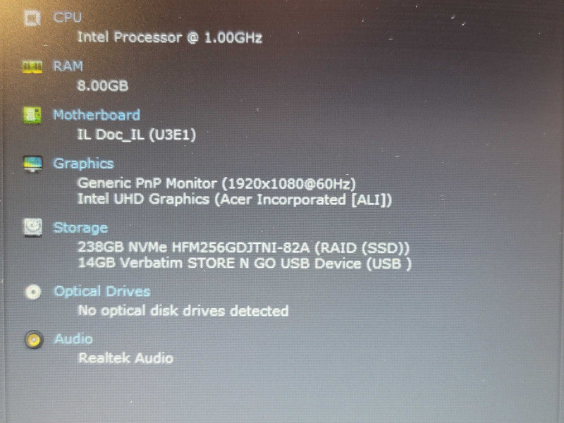 Acer Aspire 5 i5 1035G1 8GB DDR4 256GB SSD  β Lap200