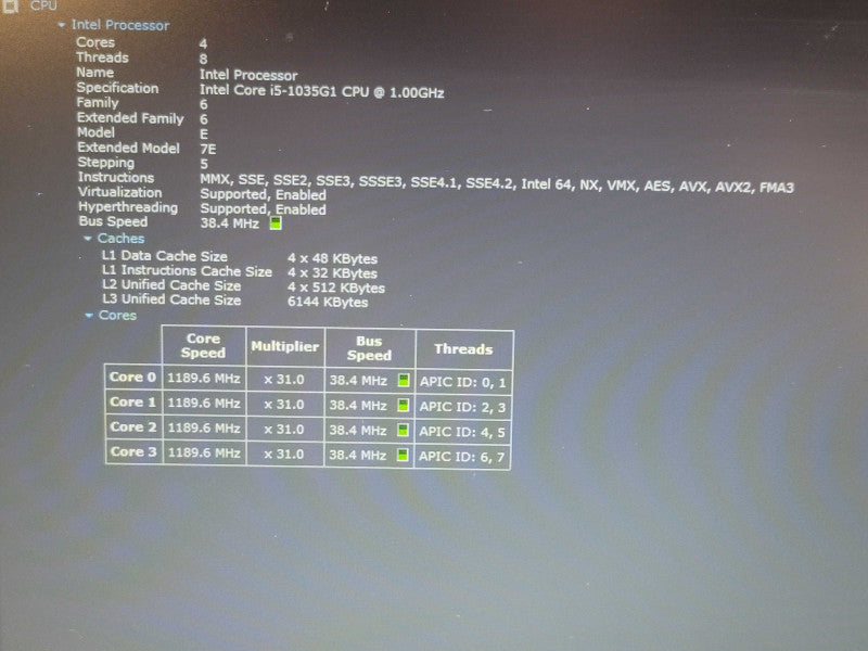Acer Aspire 5 i5 1035G1 8GB DDR4 256GB SSD  β Lap200