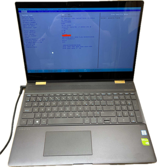 HP SPECTRE x360 Convertible 15 TOUCH i7-8850U No Battery For Parts/Repair   Lap200