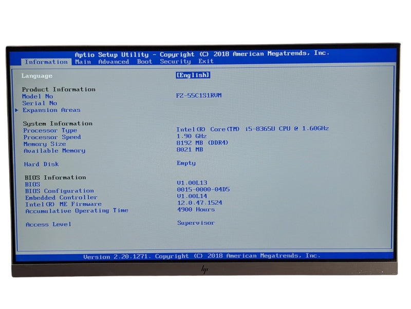 Panasonic Toughbook FZ-55 Intel Core i5-8365U 8GB RAM PLEASE READ  -