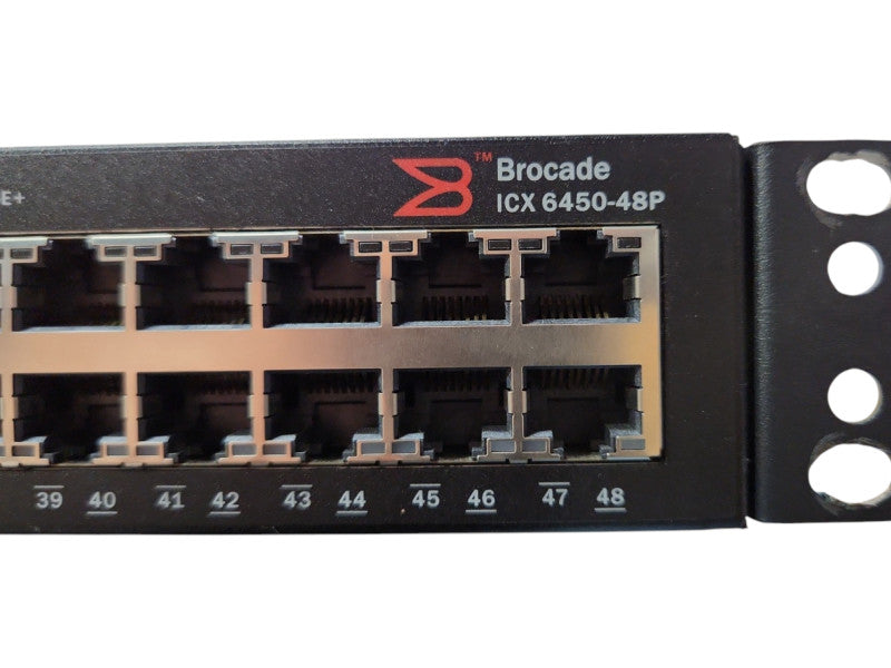 Brocade ICX6450-48P, 48-Port Gigabit PoE+ Switch, 4x1/10G SFP+ w/Rackmount