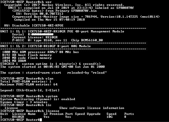 Ruckus ICX7150-48ZP-E8X10GR 16-Port 2.5G PoH, 32x PoE+, 8x SFP+ Switch