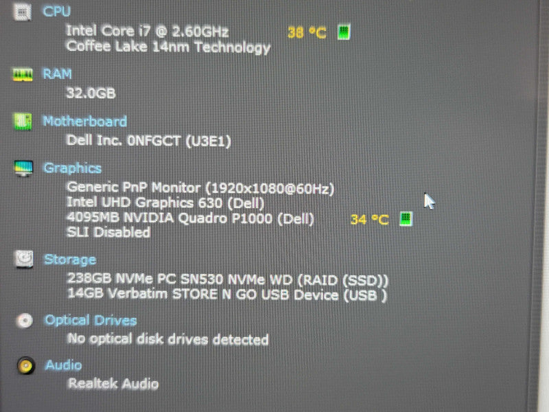 Dell Precision 5530 i7 8850H 32GB DDR4 Quadro P1000 256GB SSD  Qβ Lap200