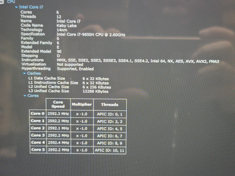 Dell Precision 7530 i7 9850H 32GB DDR4 Quadro T1000 256GB SSD READ  β Lap200