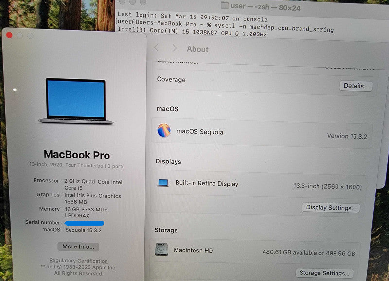 Apple MacBook Pro 13" A2251 | i5-1038NG7 @2.0GHz 16GB RAM 512GB SSD - READ