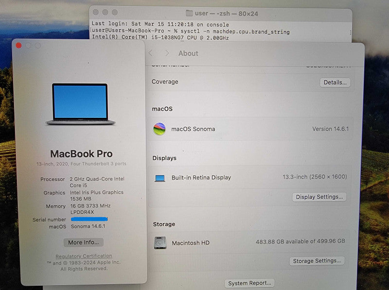 Apple MacBook Pro 13" A2251 | i5-1038NG7 @2.0GHz 16GB RAM 512GB SSD - READ