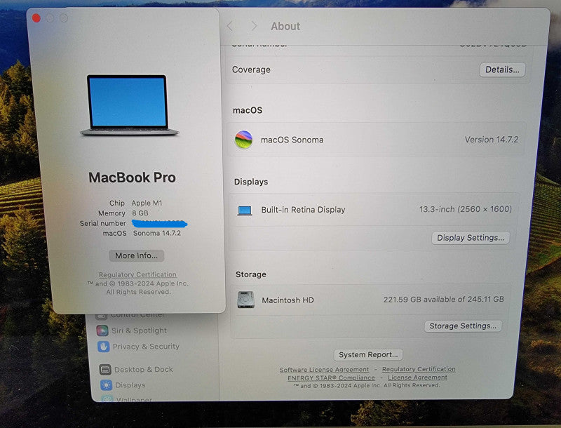 Apple MacBook Pro 13" 2020 A2338 | Apple M1 | 8GB RAM | 256GB SSD