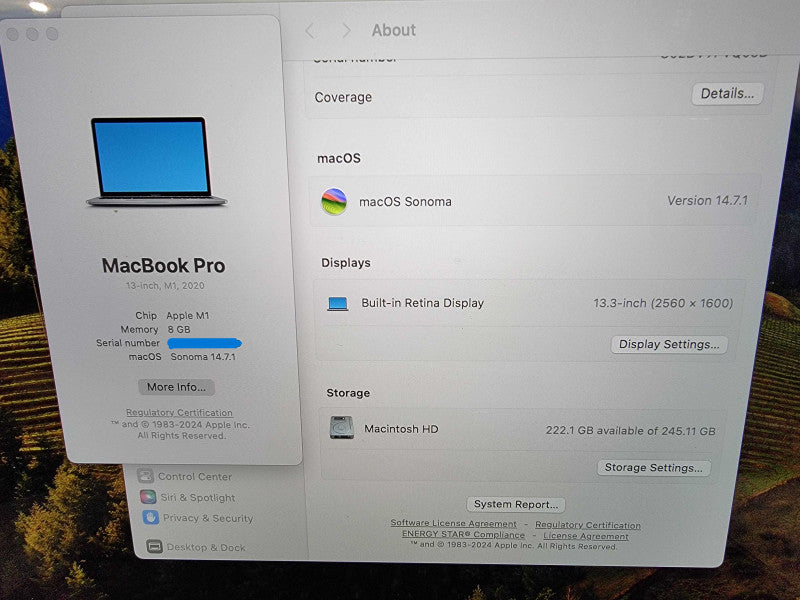 Apple MacBook Pro 13" 2020 A2338 | Apple M1 | 8GB RAM | 256GB SSD - READ