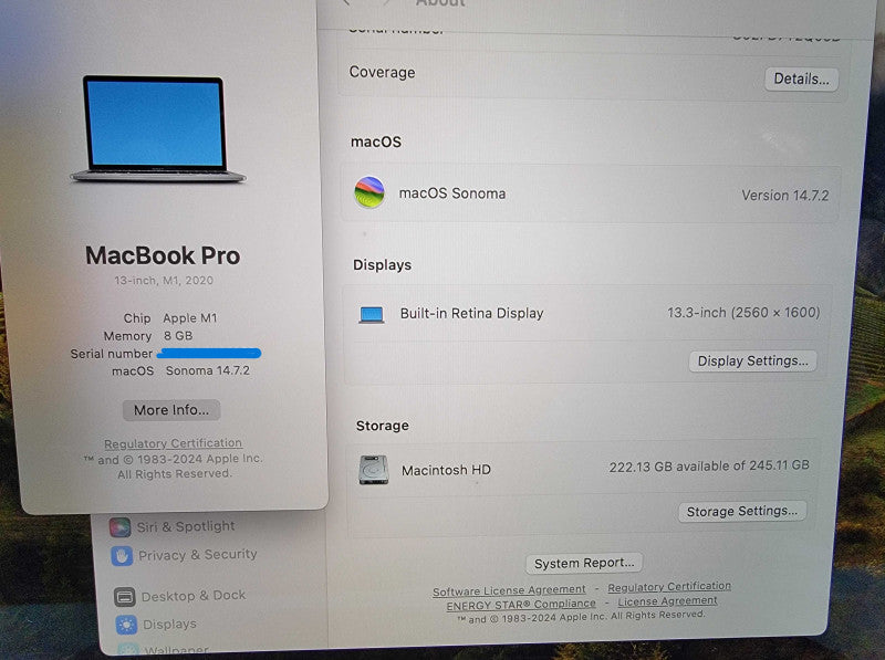 Apple MacBook Pro 13" 2020 A2338 | Apple M1 | 8GB RAM | 256GB SSD - READ