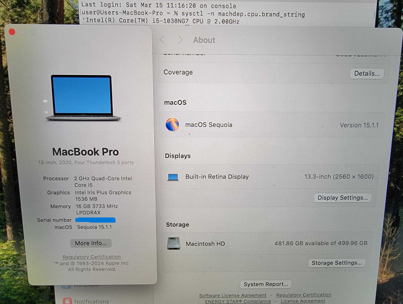 Apple MacBook Pro 13" A2251 | i5-1038NG7 @2.0GHz 16GB RAM 512GB SSD - READ