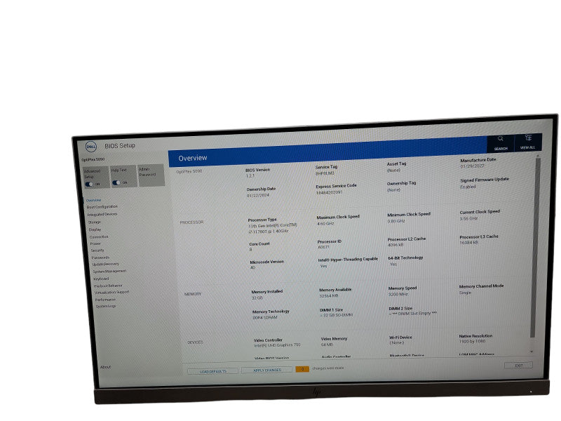 DELL OPTIPLEX 5090  Micro 11th Gen Intel(R) Core (TM) i7-11700T @ 1.40GHZ  θ