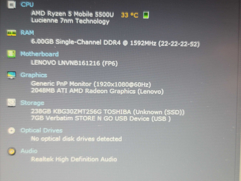 Lenovo ThinkBook 14 G3 ACL Ryzen 5 Mobile 5500U 8GB DDR4 256GB SSD READ β Lap200