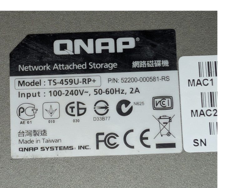QNAP 4 Bay NAS TS-459U-RP+ with 2x 4TB HDDs installed  -