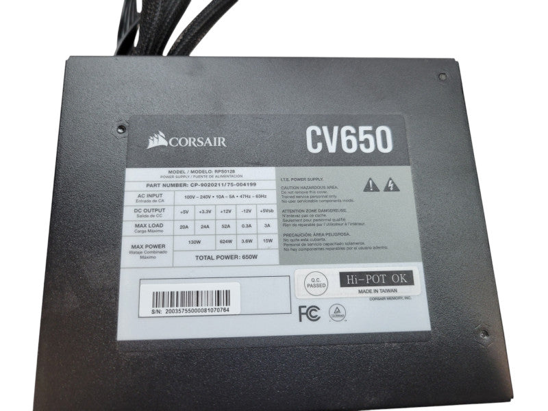 CORSAIR 650W Non-Modular ATX PSU (CV650 / RPS0128) %