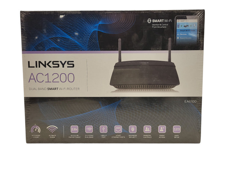 LINKSYS AC1200 Model EA6100 Dual-Band Smart Wifi Router New Q$