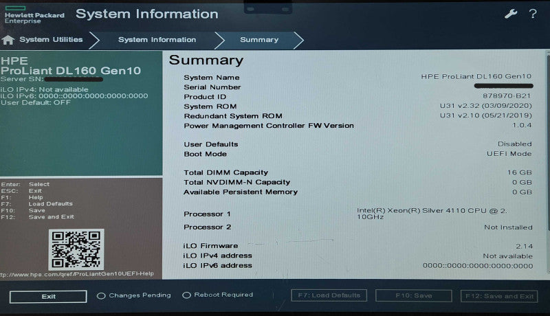HP DL160 Gen10 1U 8x 2.5", Xeon Silver 4110, 16GB DDR4, S100i, E208e-p