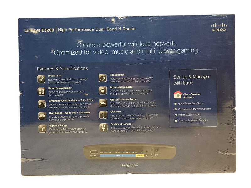 Cisco Linksys E3200 - High Performance Dual-Band N Router New Q$