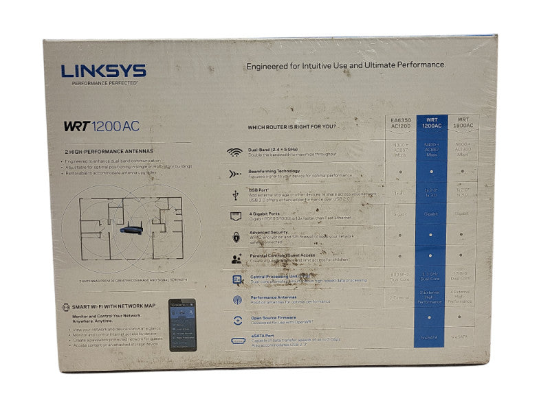 Linksys WRT1200AC 1200 Mbps 4-Port Gigabit Wireless AC Router NEW Q$