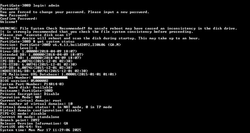 Fortinet Fortigate-300D FG-300D, Firewall Security Appliance, Factory Reset