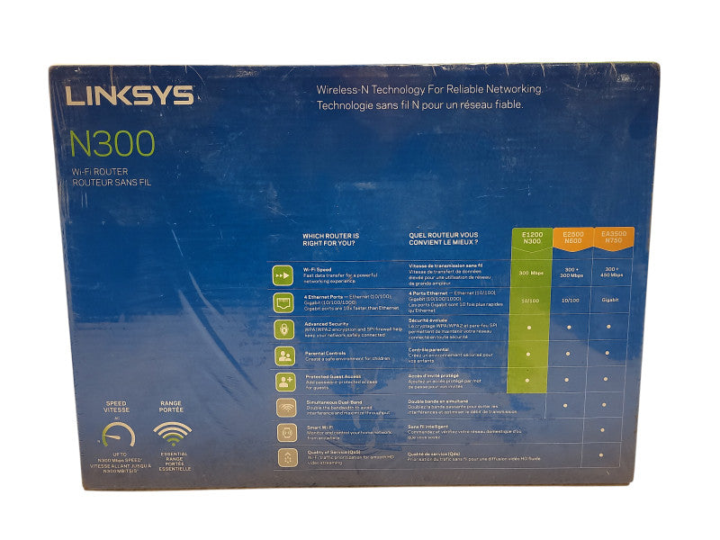 BRAND NEW SEALED - Linksys E1200 300 Mbps 4-Port 10/100 Wireless N Router Q$