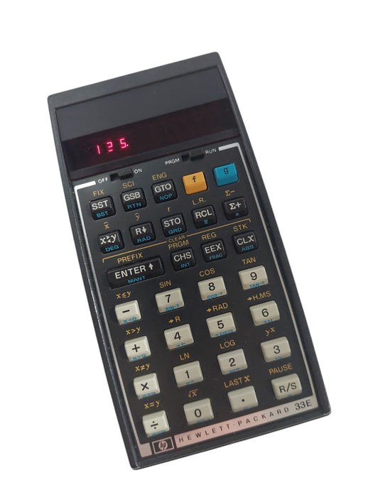 Vintage 1978 HP Hewlett Packard 33E Calculator with Travel Pouch  =