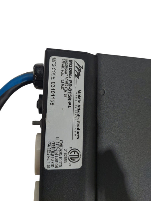 Middle Atlantic 15 AMP Power Center 8- Channel Model: PD-815R-PL  =