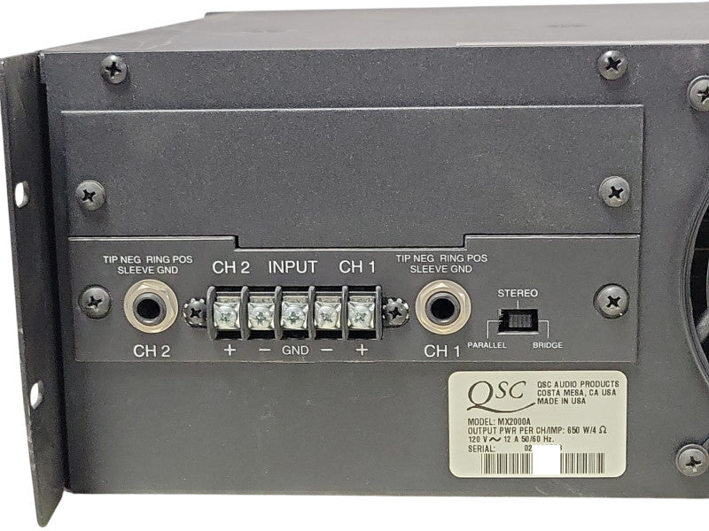 QSC MX 2000a Two-Channel Dual Monaural Amplifier, READ _