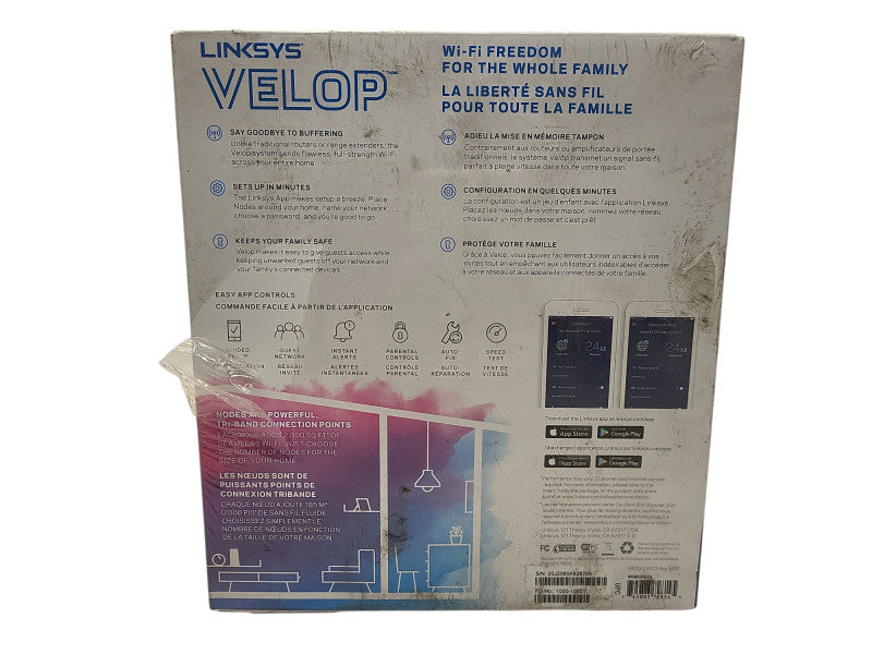 Linksys Velop WHW0301-CA Tri-band Mesh Wi-fi Router New Q$
