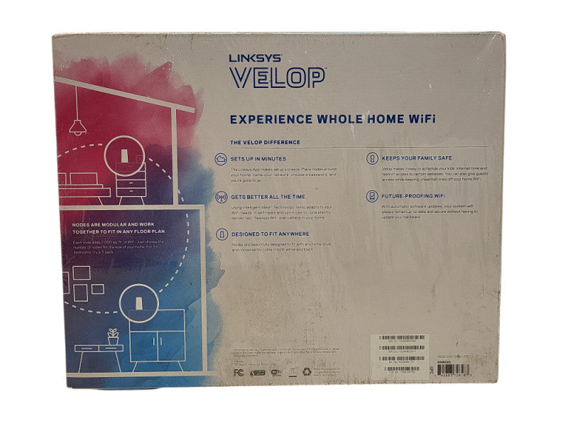 Linksys WHW0302 Velop AC4400 Whole Home Mesh WiFi - White (2-Pack) New Q$