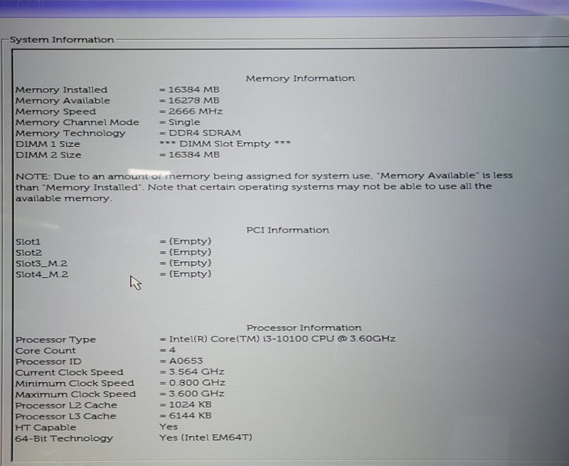 Dell OptiPlex SFF 3080 Intel Core i3-10100T@3.60GHz 16GB RAM NO-HDD/SSD