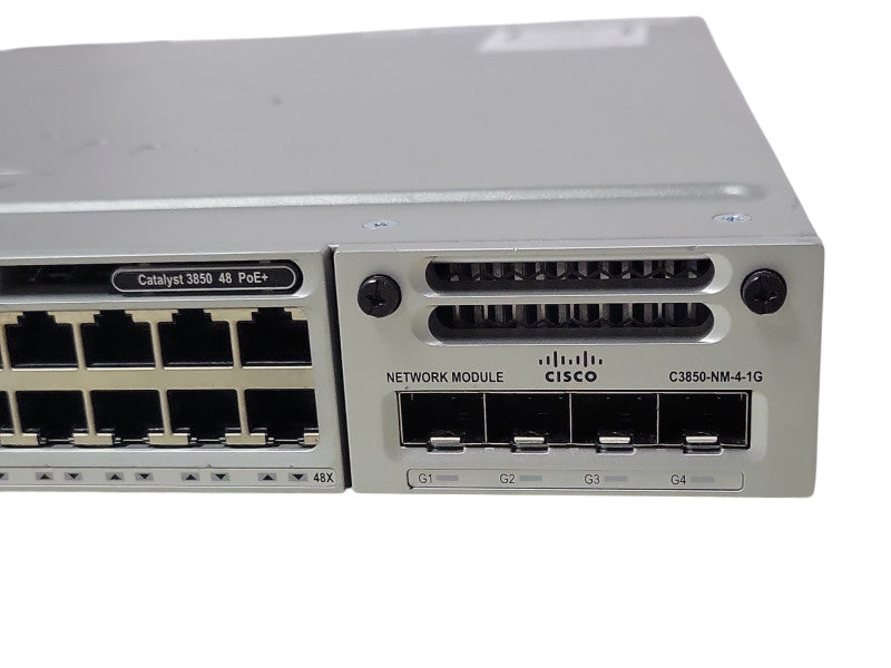 Cisco WS-C3850-48F-E Gigabit PoE Switch C3850-NM-4-1G  1x PSU, READ _