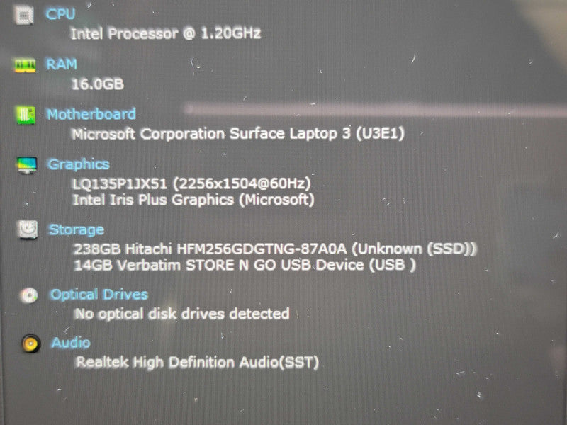 Microsoft Surface Laptop 3 i5-1035G7 16GB RAM 256GB SSD  Qβ Lap200