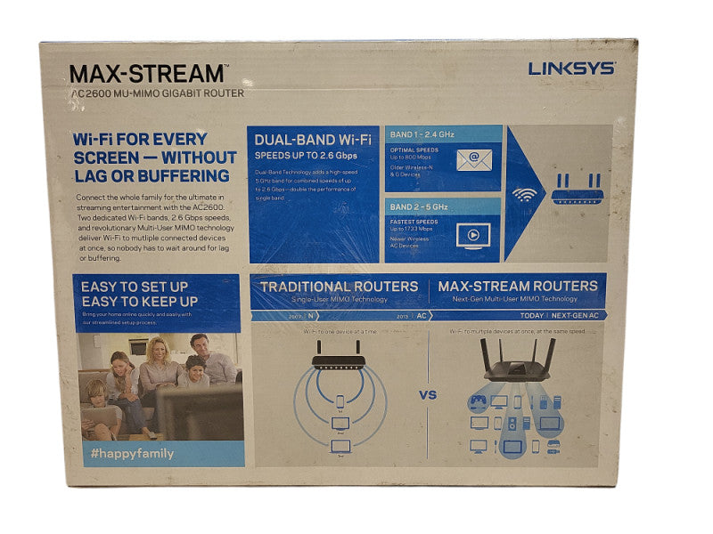 Linksys AC2600 4x4 MU-MIMO Dual-Band Gigabit Router USB 3 SATA EA8500 MaxStream $