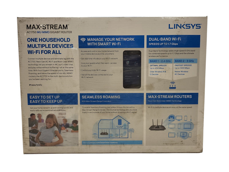 NIB Linksys AC1750 Max-stream Mu-mimo WiFi Router - Black NEXT-GEN AC $