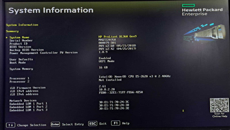 HP DL360 Gen9 1U 8x 2.5" | 1x Xeon E5-2620 v3 @2.40GHz, 16GB DDR4, P440ar