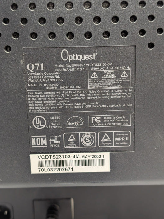 Viewsonic Optiquest Q71 17" CRT Monitor Good Condition  -