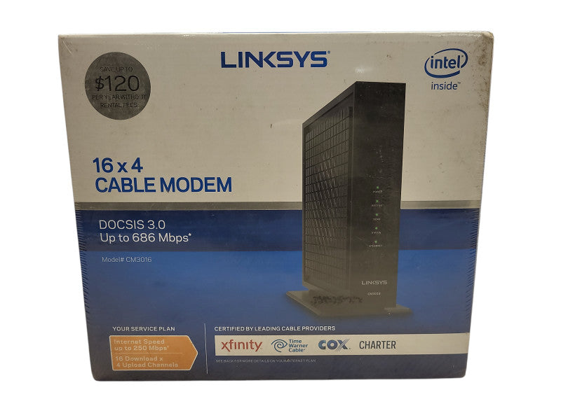 Linksys CM3016 16x4 Cable Modem - New & Sealed - DOCSIS 3.0 - up to 686 Mbp $