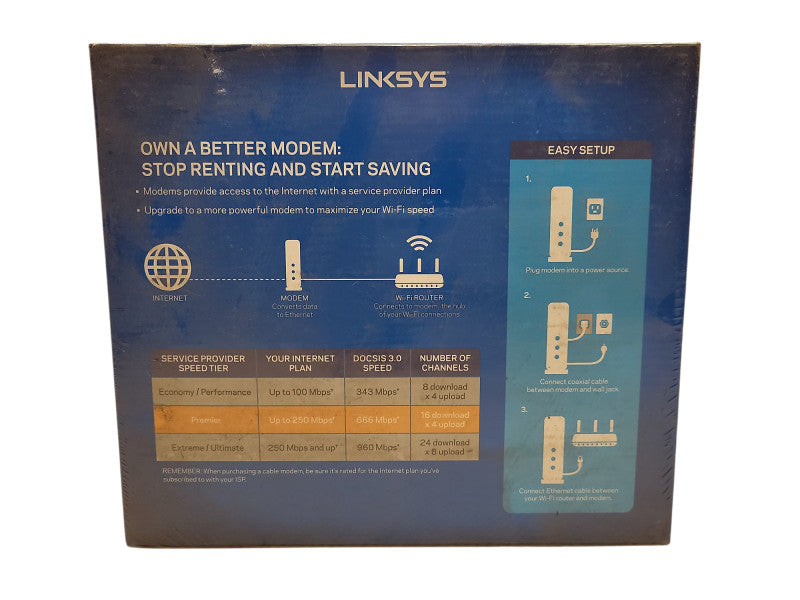 Linksys CM3016 16x4 Cable Modem - New & Sealed - DOCSIS 3.0 - up to 686 Mbp $