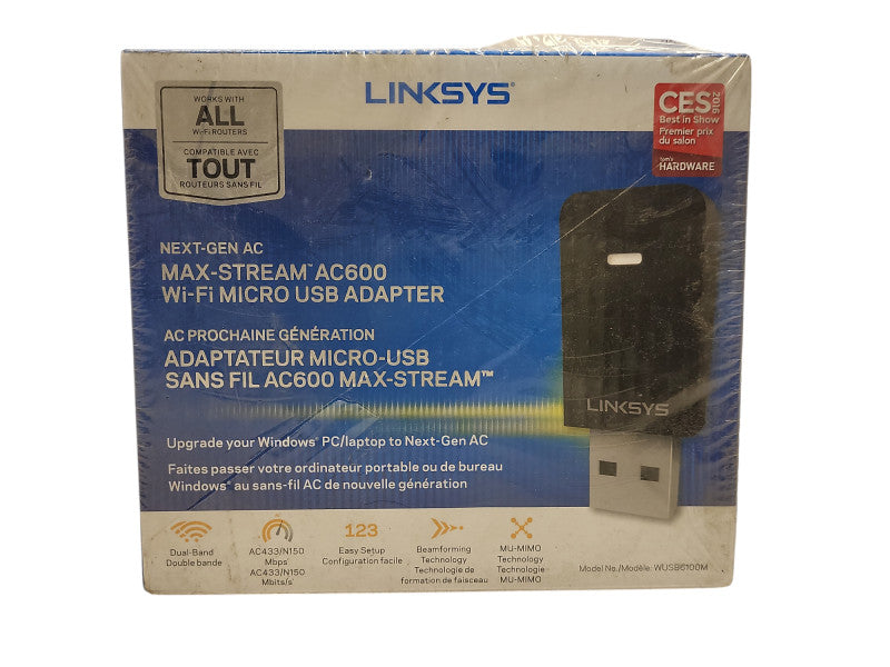 New Linksys WUSB6100M AC600 WiFi Dual-Band Micro USB Adapter $