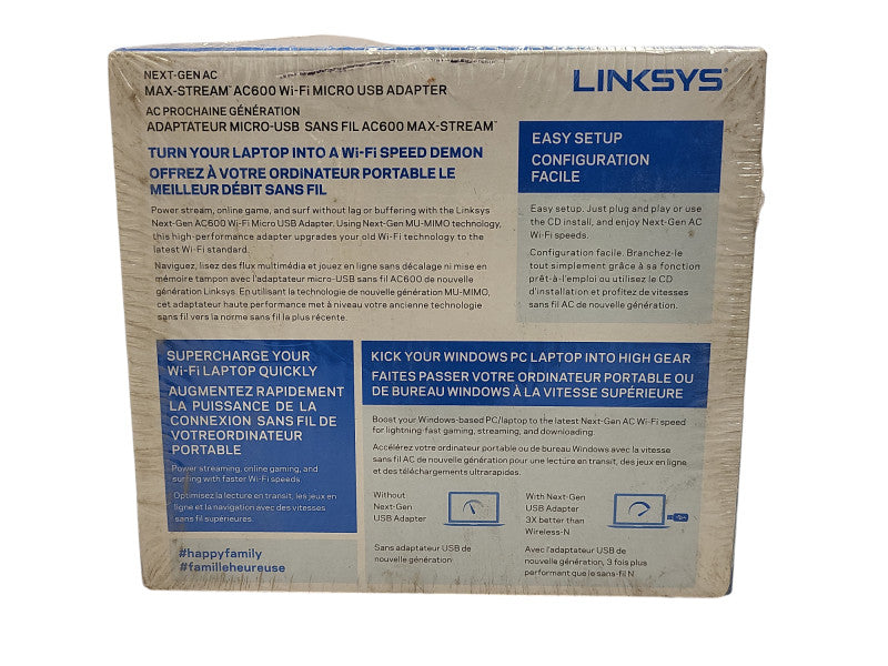 New Linksys WUSB6100M AC600 WiFi Dual-Band Micro USB Adapter $
