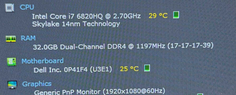 Dell Precision 7720 i7-6820HQ@2.7Gh QUADRO P4000 8GB GPU 32GB RAM 256GB SSD  Lap200