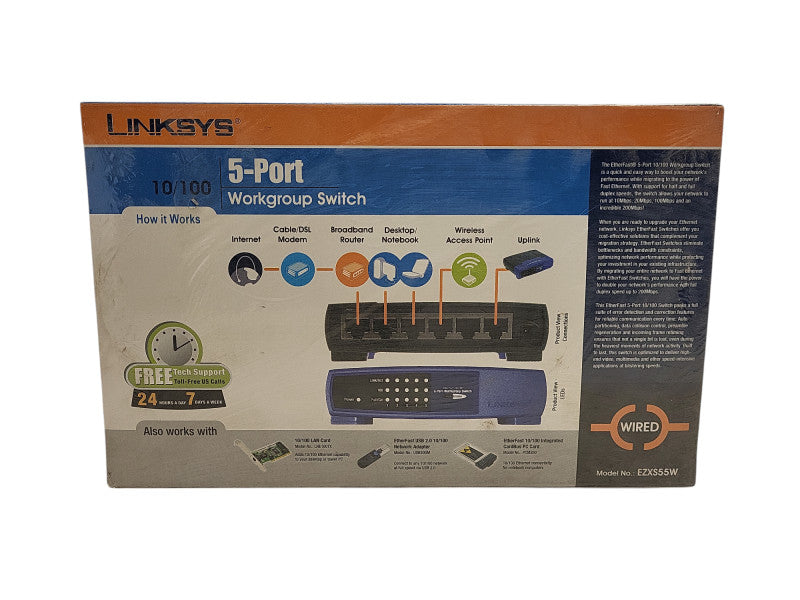 Cisco-Linksys EZXS55W EtherFast 10/100 5-Port Workgroup Switch New $