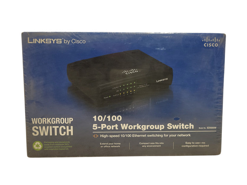 NEW Linksys 10/100 5 Port Workgroup Switch Model EZXS55W $