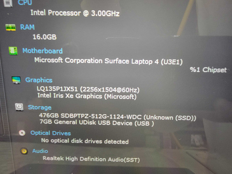 MS Surface Laptop 4 1950 14" | i7-1185G7 @3.0GHz 16GB RAM 512GB SSD - READ  Lap200
