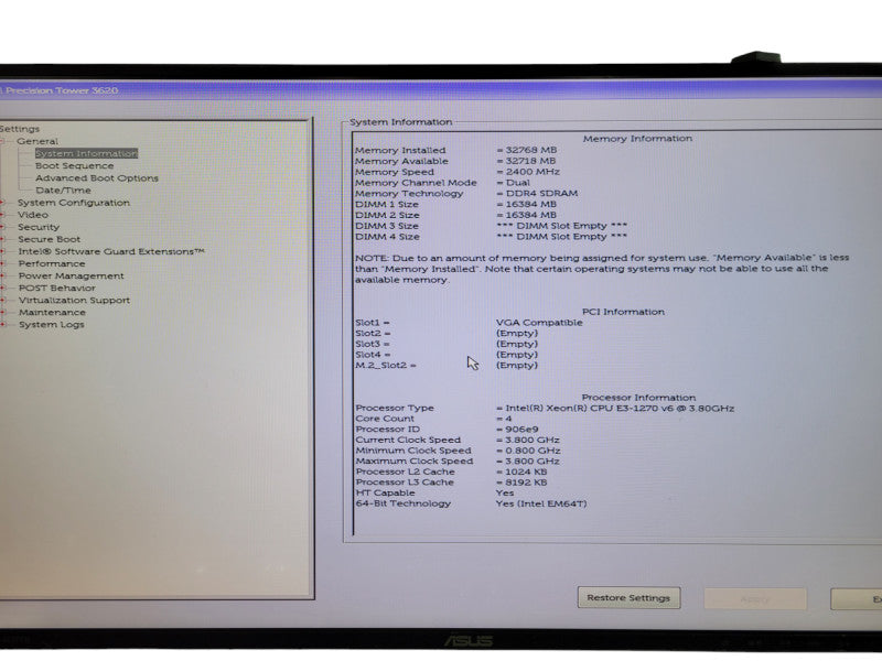 Dell Precision T3620 XEON E3-1270 v6 32GB %