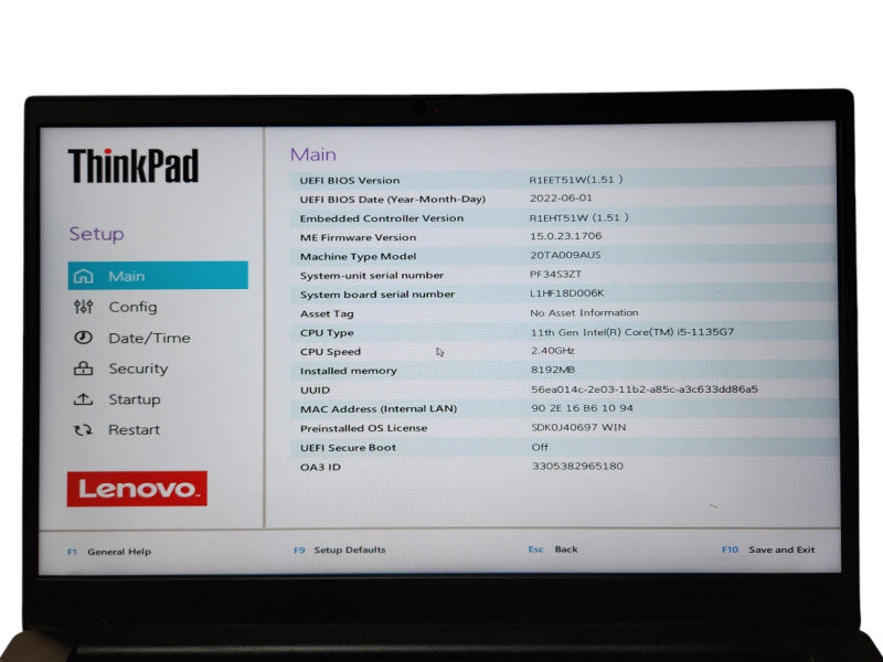 Lenovo ThinkPad E14 Gen2, i5-1135G7 2.40GHz, 8GB RAM, 256GB NVMe w/ 65W PWR  Lap200