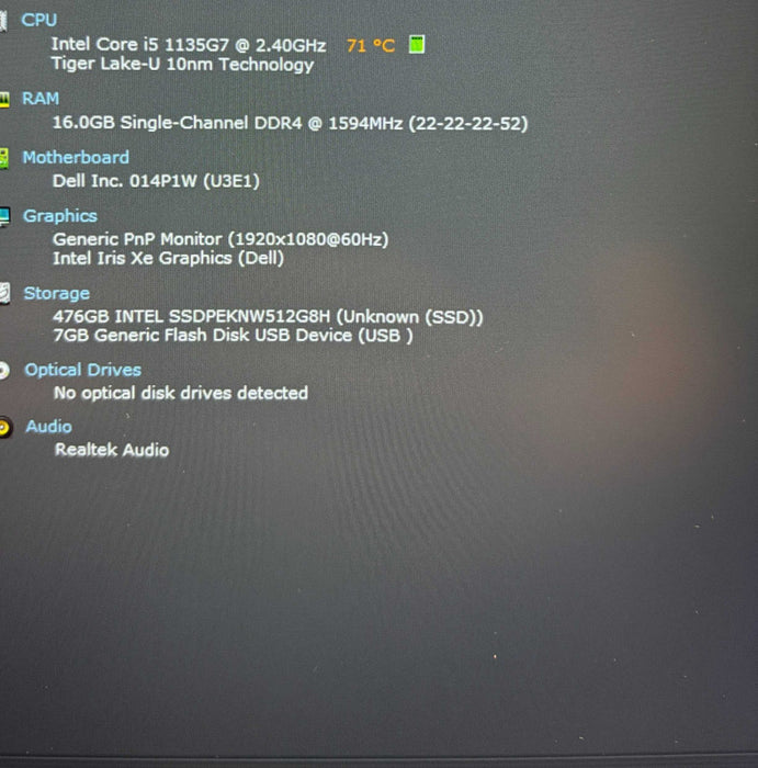 Dell latitude 5420 Core i5-1135G7@2.4GHz 16GB DDR4 RAM 512GB SSD  Lap200