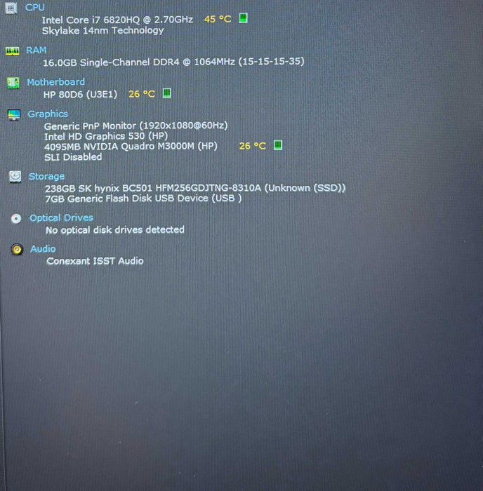 HP ZBook 17 G3 i7-6820HQ QUADRO M3000M 4GB 16GB RAM 256SSD No Battery READ!  Lap200