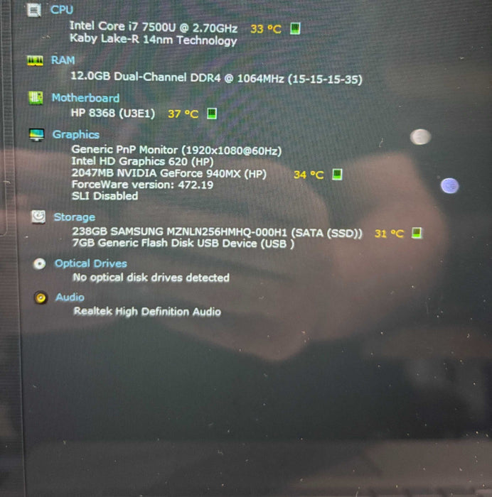HP Pavilion 15 TOUCH i7-7500U GeForce 940MX 2GB GPU 12GB RAM 256GB SSD  Lap200