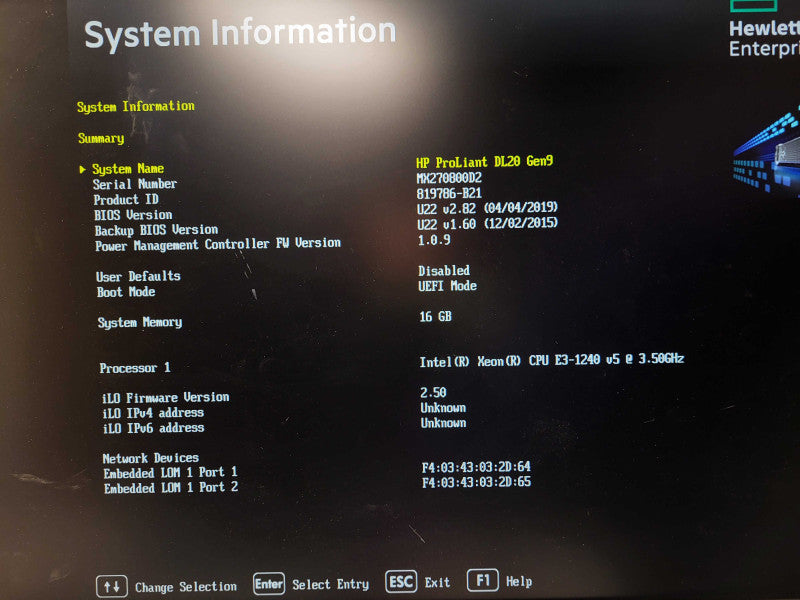HP ProLiant DL120 Gen9 2.5" Xeon E3-1240 v5 16GB DDR4 No HDD B140i H240 $